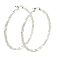 Mens Stainless Steel Hoop Earring, for kvinde, oprindelige farve, 45x2.40x49mm, Solgt af par