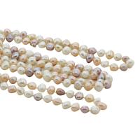 Naturliga sötvatten pärla långt halsband, Freshwater Pearl, Barock, fler färger för val, 8mm, Såld Per Ca 47 inch Strand