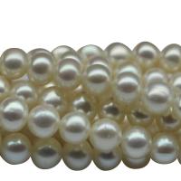 Grânulos pérolas cultivads de água doce, Pérolas de água doce, Batata, naturais, branco, 6-7mm, Buraco:Aprox 0.8mm, vendido para Aprox 15.5 inchaltura Strand