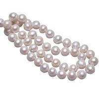 Diúilicín Péarla muince Nádúrtha, Pearl Fionnuisce, práis clasp gliomach, Prátaí, bán, 7-8mm, Fad Thart 17.5 Inse, 5Snáitheanna/Mála, Díolta De réir Mála