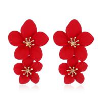 Zinc Alloy Drop Earrings Flower for woman & enamel lead & cadmium free Sold By PC