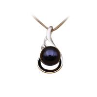 Makean veden Pearl riipukset, Makeanveden helmen, kanssa Messinki, Peruna, musta, 9-10mm, Reikä:N. 2-7mm, Myymät PC