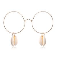 Zinc Alloy Hendel weer Earring, met Schelp, rose goud plated, voor vrouw, nikkel, lood en cadmium vrij, 42x30mm, Verkocht door pair