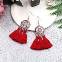 Zinc Alloy Tassel Earring, met Caddice, silver plated, voor vrouw & glazuur & met strass, meer kleuren voor de keuze, nikkel, lood en cadmium vrij, 75x22mm, Verkocht door pair