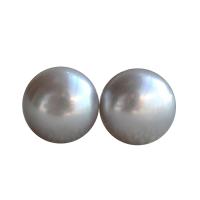 Slatkovodni Pearl Stud naušnica, mesing naušnica poslije, Dugme, siv, 7.5-8mm, Prodano By par