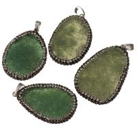 Ágata Natural Druzy Pendant, Ágata quartzo de gelo, aleatoriamente enviado & com strass, 28-34x42-48x8-11mm, Buraco:Aprox 5x7mm, vendido por PC