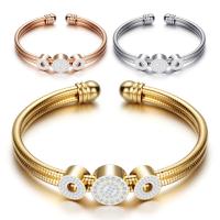 acero inoxidable Brazalete, con Arcilla analiar de diamantes de imitación AB, chapado, cadena de la serpiente & para mujer & con diamantes de imitación, más colores para la opción, 11mm, 3mm, diámetro interior:aproximado 60mm, Vendido por UD