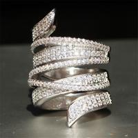 Zinklegierung Fingerring , Platinfarbe platiniert, Micro pave Strass & für Frau, frei von Nickel, Blei & Kadmium, verkauft von PC