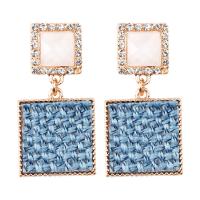 Zinc Alloy Drop Earrings Square gold color plated for woman & with rhinestone nickel lead & cadmium free Sold By Pair