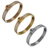 Bracelet en acier inoxydable, pour femme & avec zircone cubique, plus de couleurs à choisir, 13mm, Diamètre intérieur:Environ 61x49mm, Vendu par PC