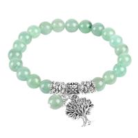 Natuursteen Armband, met Legering, Tree of Life, voor vrouw, 8mm, Per verkocht Ca 7.8 inch Strand