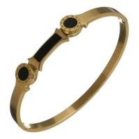 Brazalete del acero inoxidable, con resina, chapado en color dorado, para mujer, 8mm, diámetro interior:aproximado 58x48mm, Vendido por UD