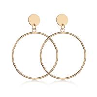 Boucles d'oreilles en alliage de zinc, acier inoxydable puce boucle d'oreille, beignet, Placage, pour femme, plus de couleurs à choisir, protéger l'environnement, sans nickel, plomb et cadmium, 5cm, Vendu par paire