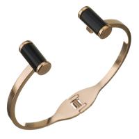 Roestvrij staal Manchet Bangle, gold plated, voor vrouw, 13mm, Binnendiameter:Ca 57x46mm, Verkocht door PC