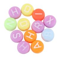 Mixed Acrylic Beads Flat Round with letter pattern Approx 1mm Approx Sold By Bag