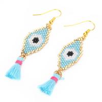 Seedbead Tassel Earring, met Katoen draad & Zinc Alloy, messing oorbel haak, gold plated, voor vrouw, meer kleuren voor de keuze, nikkel, lood en cadmium vrij, 65mmx15mm, Verkocht door pair