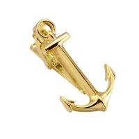 Messing Tie Clip, Anchor, guldfarve belagt, for mennesket, nikkel, bly & cadmium fri, 22x40mm, Solgt af PC