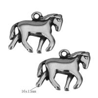 Roestvrij staal Animal Hangers, Paard, oorspronkelijke kleur, 16x13x2.50mm, Gat:Ca 1.5mm, Ca 10pC's/Lot, Verkocht door Lot