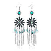 Zinc Alloy Tassel Earring, met Kristal, silver plated, voor vrouw & met strass, meer kleuren voor de keuze, nikkel, lood en cadmium vrij, 11.5*3mm, Verkocht door pair