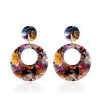 Acryl Drop Earring, Donut, gold plated, kleur voor de kleurovergang & voor vrouw, meer kleuren voor de keuze, 48*39mm, Verkocht door pair