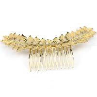 Dekoratív Hair Combs, Cink ötvözet, Levél növényen, galvanizált, a nő, több színt a választás, nikkel, ólom és kadmium mentes, 140x55mm, Által értékesített PC