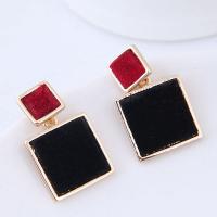 Pendientes de Aleación de Zinc, con felpa, chapado en color dorado, para mujer, negro y rojo, libre de níquel, plomo & cadmio, 22x14mm, Vendido por Par