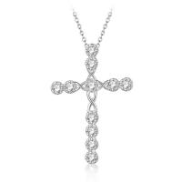 Zinklegering Cross Hangers, Zinc Alloy, Oversteken, platinum plated, uniseks & met strass, nikkel, lood en cadmium vrij, 35mmx25mm, Verkocht door PC