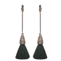 Zinc Alloy Tassel Earring, med Bomuldsgarn, guldfarve belagt, for kvinde, flere farver til valg, nikkel, bly & cadmium fri, 115mm, Solgt af par