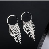 Zinc Alloy Tassel Earring, plated, voor vrouw, meer kleuren voor de keuze, nikkel, lood en cadmium vrij, 70*26mm, Verkocht door pair