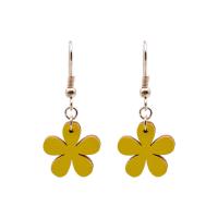 Pendientes de Aleación de Zinc, con Cuero de PU, Flor, chapado en color dorado, hecho a mano & para mujer, más colores para la opción, libre de níquel, plomo & cadmio, 8.6*11mm, Vendido por Par