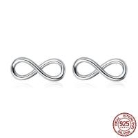 Sterling Sølv Smykker Øreringe, 925 Sterling Sølv, Infinity, platineret, for kvinde & hule, 6x13mm, Solgt af par