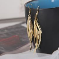 Boucles d'oreilles en alliage de zinc, feuille, Placage, pour femme, plus de couleurs à choisir, protéger l'environnement, sans nickel, plomb et cadmium, 55*35mm, Vendu par paire