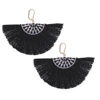 Zinc Alloy Tassel Earring, med Bomuldsgarn, guldfarve belagt, for kvinde, flere farver til valg, nikkel, bly & cadmium fri, 62mm, Solgt af par