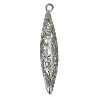 Hollow pendenti in ottone, placcato color argento, cavo, assenza di nichel,piombo&cadmio, 7.50x39x7mm, Foro:Appross. 1.5mm, Appross. 100PC/lotto, Venduto da lotto