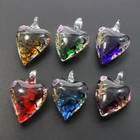 Fashion Lampwork Hangers, Hart, gemengde kleuren, 29x44x16mm, Gat:Ca 6mm, 12pC's/box, Verkocht door box