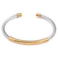 Roestvrij staal Manchet Bangle, plated, voor vrouw, 50mm, 5mm, Binnendiameter:Ca 62mm, Verkocht door Strand