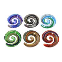 Goldsand Lampwork Anhänger, Spirale, Silberpulver, gemischte Farben, 47x50x7mm, Bohrung:ca. 5mm, 12PCs/Box, verkauft von Box