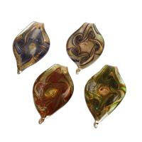 Gold Sand Μενταγιόν Lampwork, Γυάλινα, χρυσή άμμο, μικτά χρώματα, 37x61x17mm, Τρύπα:Περίπου 8mm, 12PCs/Box, Sold Με Box