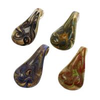 Guld Sand Lampwork Vedhæng, blandede farver, 31x59x16mm, Hole:Ca. 7mm, 12pc'er/Box, Solgt af Box