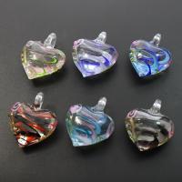 Innerer Twist Lampwork Anhänger, Herz, innen Twist, gemischte Farben, 31x37x16mm, Bohrung:ca. 7mm, 12PCs/Box, verkauft von Box