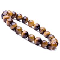 Natural Tiger Eye pulseiras, olho de tigre, Roda, unissex, marrom, 8mm, comprimento Aprox 6.9 inchaltura, 10vertentespraia/Lot, vendido por Lot