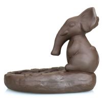 Porslin Bakflödes Rökbrännare, Lila Sand, Elefant, 140x110x90mm, Säljs av PC