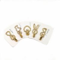 Plastic Pearl Haarspeld, met Zinc Alloy, gold plated, verschillende stijlen voor de keuze & voor vrouw & met strass, gouden, 70mm, 3pC's/Lot, Verkocht door Lot