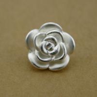 990 Sterling Silver Perline per saracinesche, Rose, placcato, nessuno, 12x12x7mm, Foro:Appross. 2mm, 5PC/lotto, Venduto da lotto