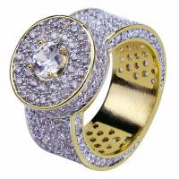 Brass Finger Ring gold color plated & micro pave cubic zirconia & for man nickel lead & cadmium free Sold By PC