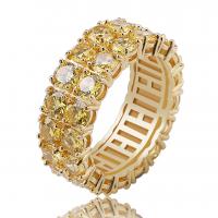 Brass Finger Ring gold color plated & micro pave cubic zirconia & for man nickel lead & cadmium free Sold By PC