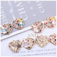 Ciondoli a cuore in lega di zinco, lega in zinco, placcato color oro, stili diversi per la scelta & smalto, nessuno, assenza di nichel,piombo&cadmio, 21*21mm, Appross. 10PC/borsa, Venduto da borsa