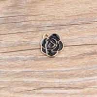 Zinc Alloy Flower Pendler, Rose, guldfarve belagt, emalje, flere farver til valg, nikkel, bly & cadmium fri, 14*15mm, 10pc'er/Bag, Solgt af Bag