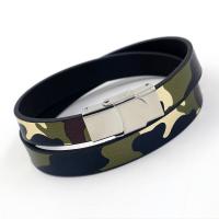 cuir PU bracelet, avec alliage de zinc, Placage, unisexe & camouflage & styles différents pour le choix, plus de couleurs à choisir, Longueur Environ 15 pouce, 10Strandstoron/lot, Vendu par lot