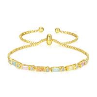 Bracelet cubique en laiton zircon pavent, avec 50mm chaînes de rallonge, Placage, pavé de micro zircon & pour femme, plus de couleurs à choisir, protéger l'environnement, sans nickel, plomb et cadmium, 175mm,3*9mm, Vendu par Environ 6.8 pouce brin